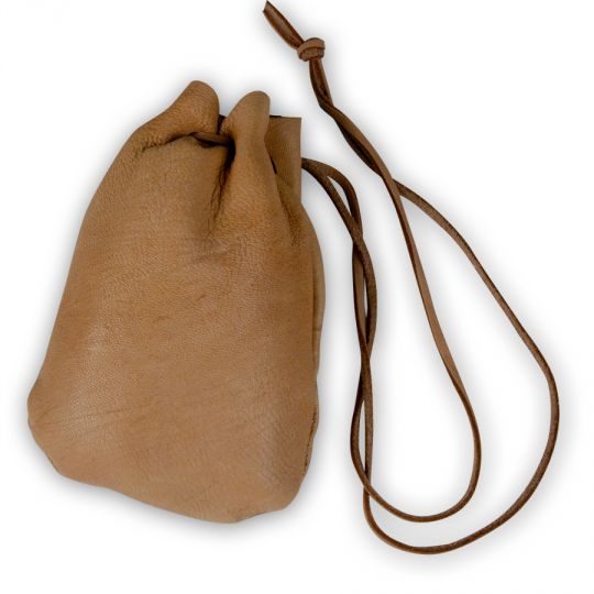 natural leather drawstring pouch with cord