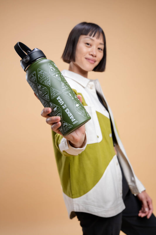 The Original Parks of the USA Bucket List Water Bottle 32oz: Forest