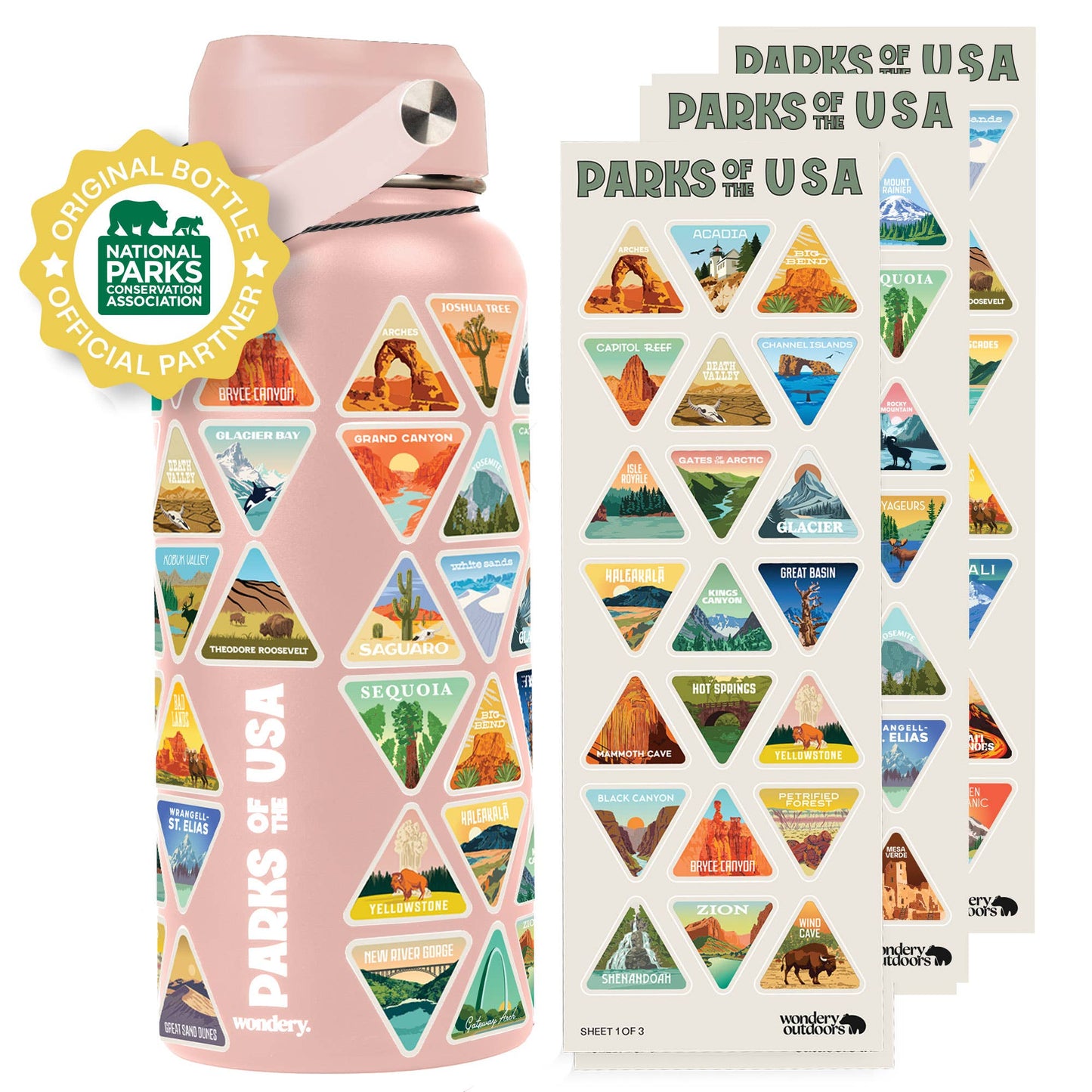 The Original Parks of the USA Bucket List Water Bottle 32oz: Forest