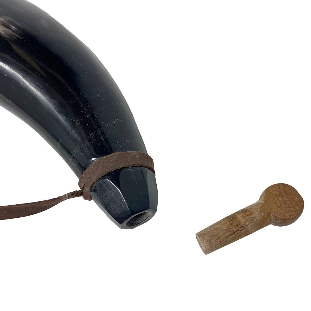Primer Horn with Wooden Plug- Antique Vintage Style, 6"
