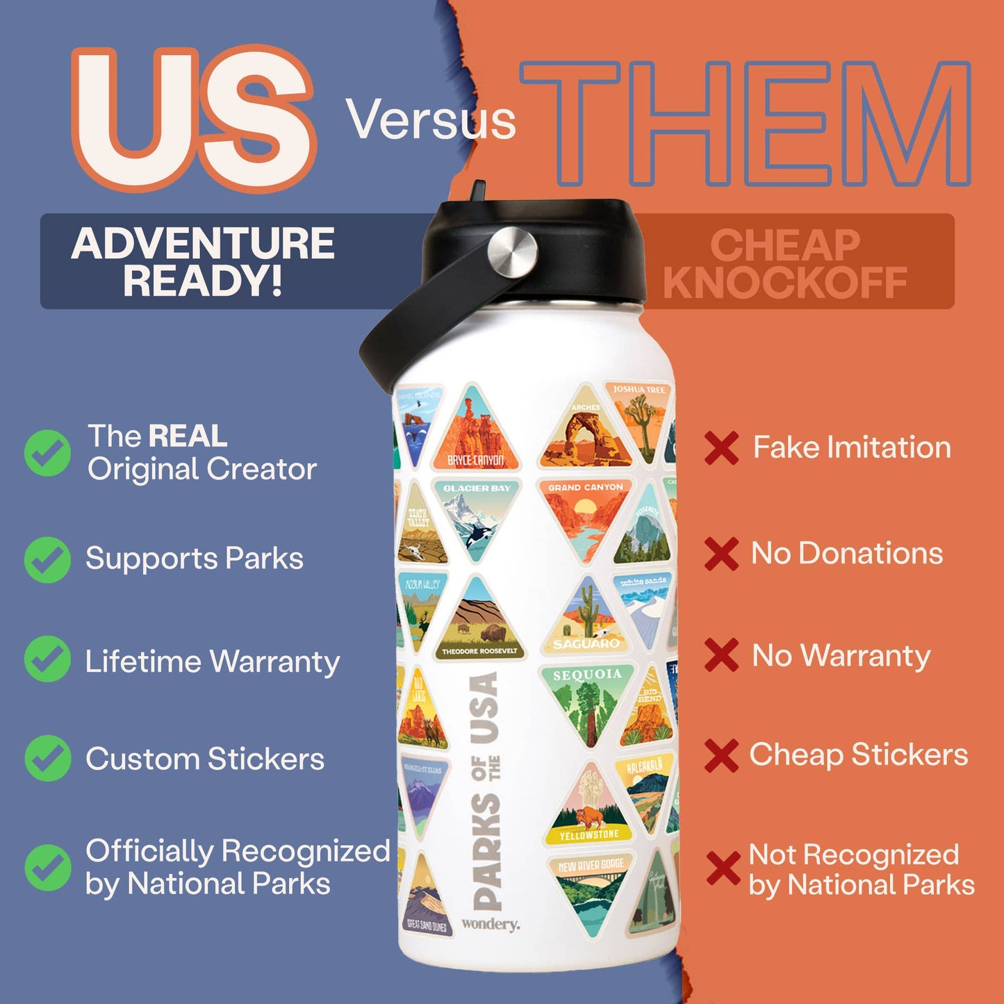 The Original Parks of the USA Bucket List Water Bottle 32oz: Sunrise