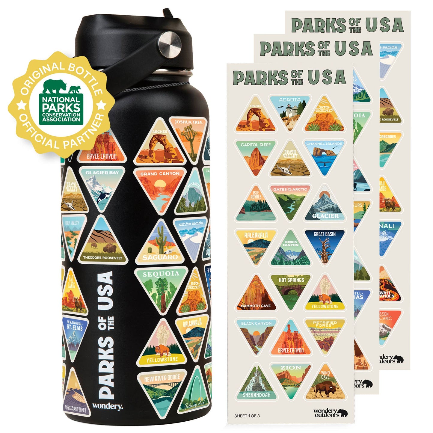 The Original Parks of the USA Bucket List Water Bottle 32oz: Forest