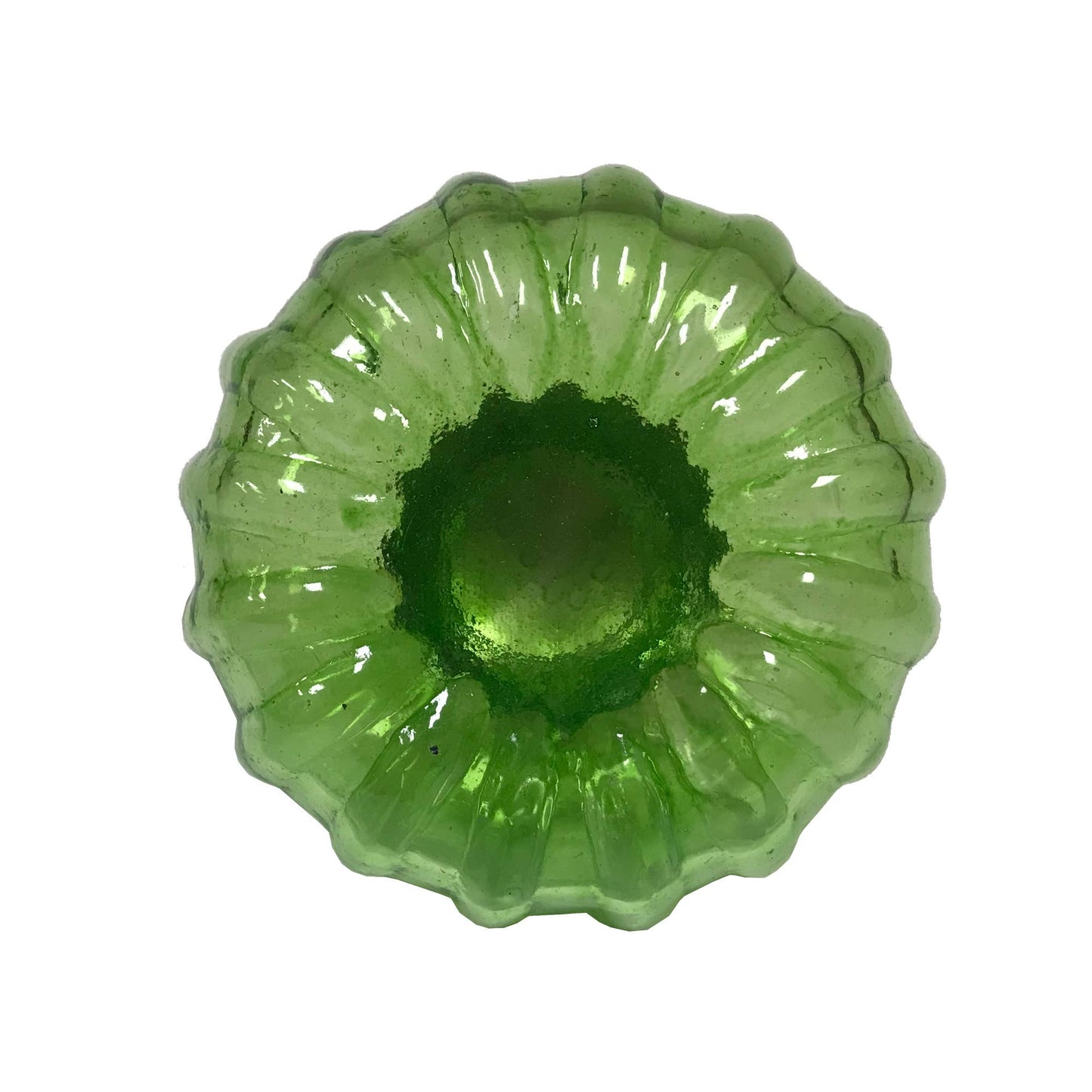 Vintage Light Green Swirl Glass Inkwell With Nickel Lid