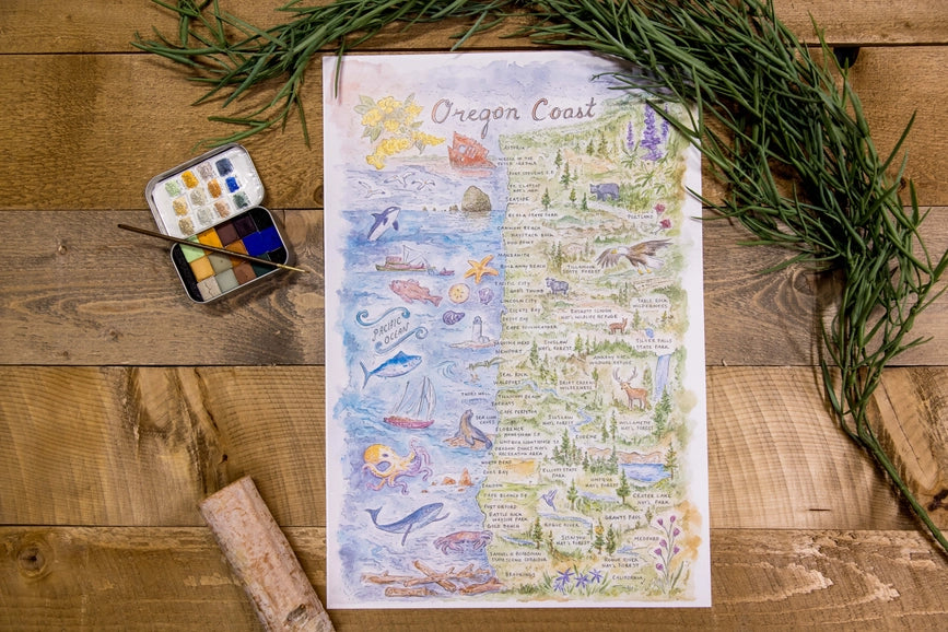 Map: Oregon Coast 8x10