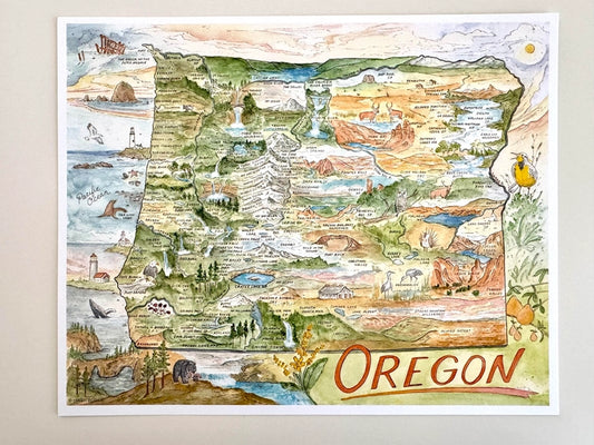 Print: Oregon State Map 8x10