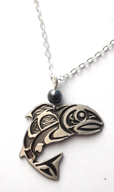 Necklace: Silver Native Salmon