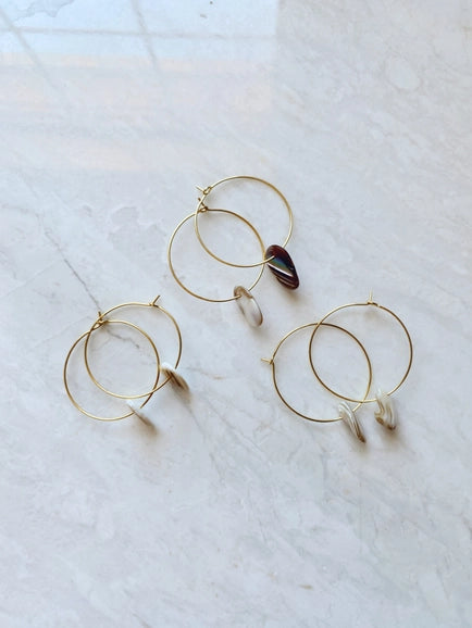 Earrings: Seashell Gold Hoops LG