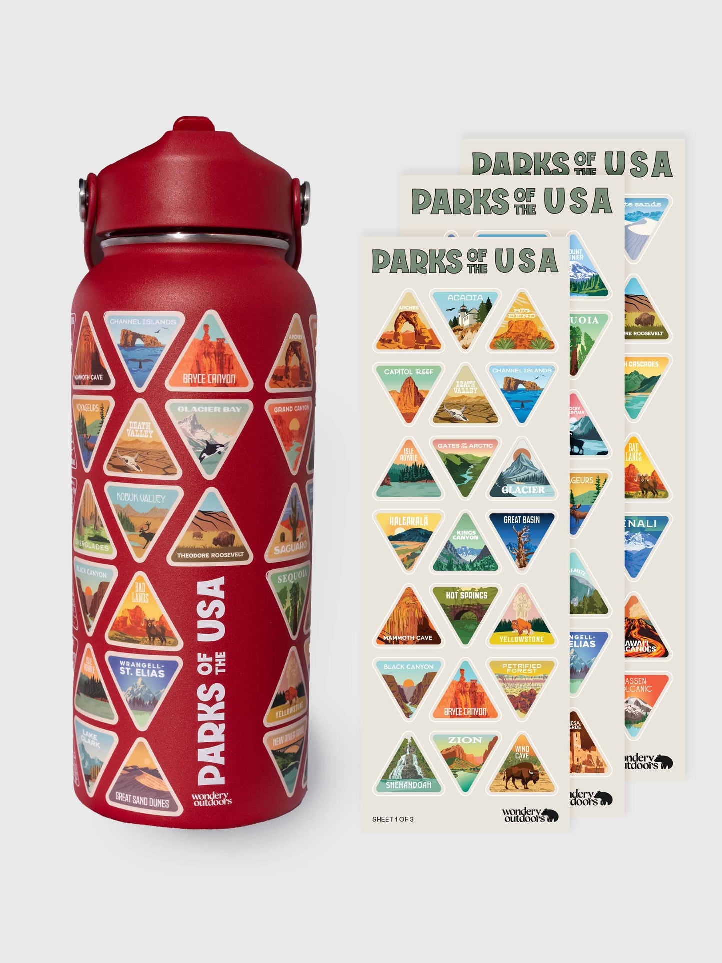 The Original Parks of the USA Bucket List Water Bottle 32oz: Forest