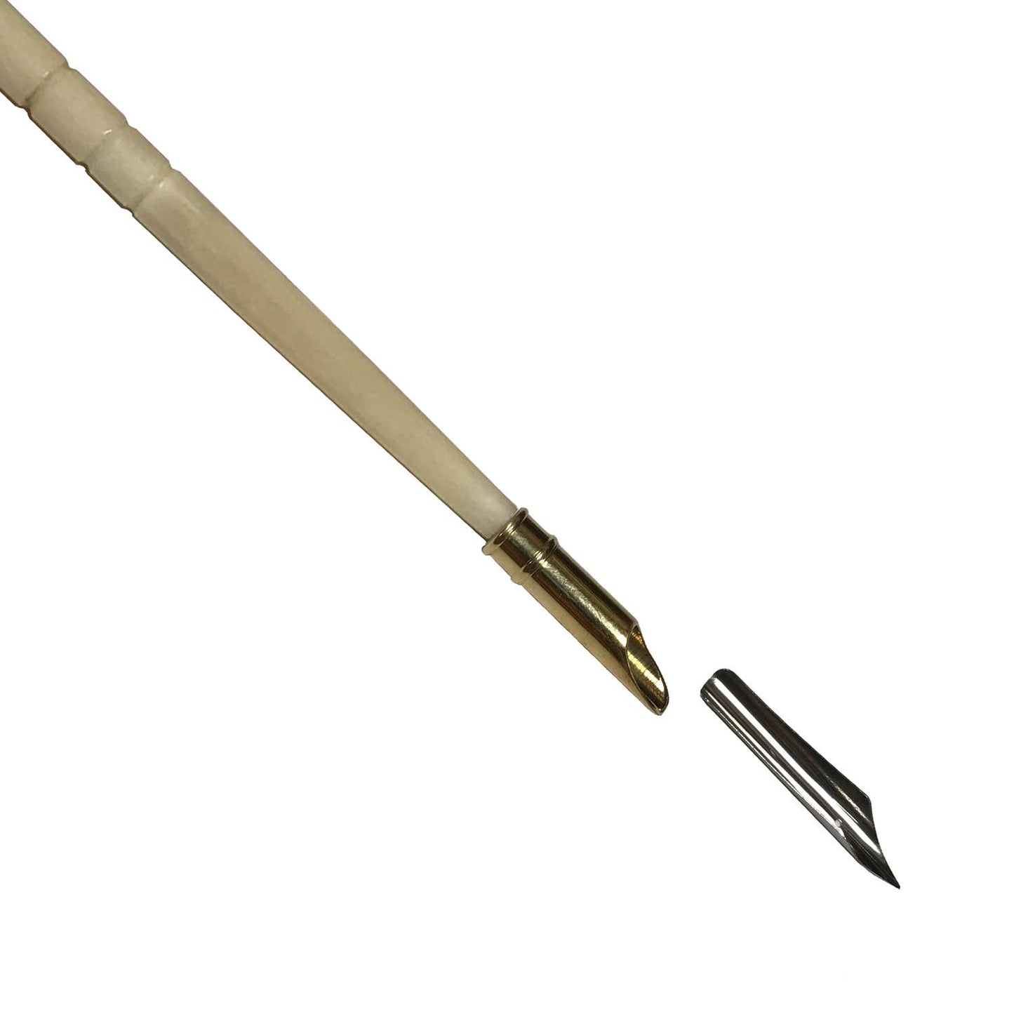 Turned Off-White Genuine Ox Bone Nib Pen, 6”