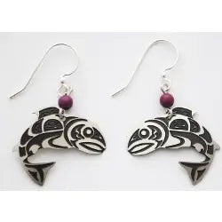 Earrings: Silver Native Salmon